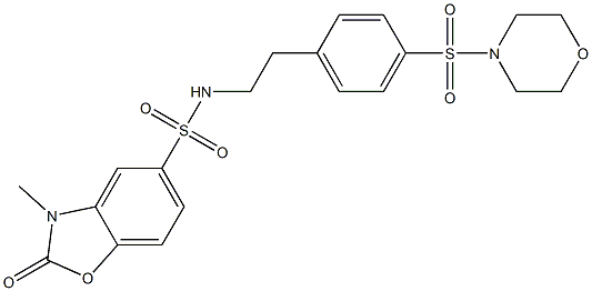 3-methyl-N-[2-(4-morpholin-4-ylsulfonylphenyl)ethyl]-2-oxo-1,3-benzoxazole-5-sulfonamide Struktur