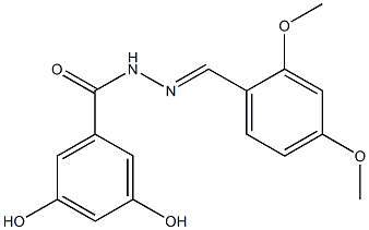 N-[(E)-(2,4-dimethoxyphenyl)methylideneamino]-3,5-dihydroxybenzamide Struktur