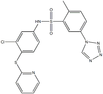 N-(3-chloro-4-pyridin-2-ylsulfanylphenyl)-2-methyl-5-(tetrazol-1-yl)benzenesulfonamide Struktur