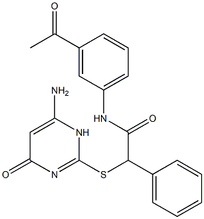 N-(3-acetylphenyl)-2-[(6-amino-4-oxo-1H-pyrimidin-2-yl)sulfanyl]-2-phenylacetamide Struktur