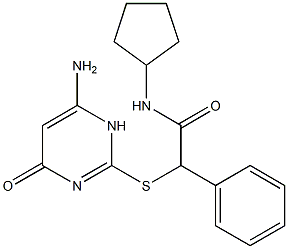 2-[(6-amino-4-oxo-1H-pyrimidin-2-yl)sulfanyl]-N-cyclopentyl-2-phenylacetamide Struktur