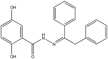 N-[(Z)-1,2-diphenylethylideneamino]-2,5-dihydroxybenzamide Struktur