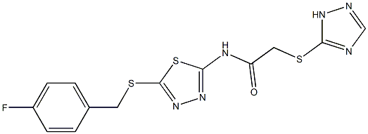 N-[5-[(4-fluorophenyl)methylsulfanyl]-1,3,4-thiadiazol-2-yl]-2-(1H-1,2,4-triazol-5-ylsulfanyl)acetamide Struktur