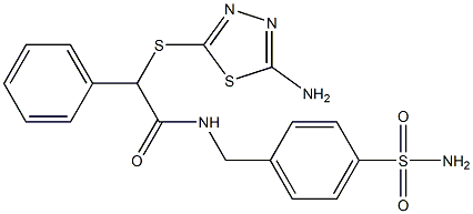 2-[(5-amino-1,3,4-thiadiazol-2-yl)sulfanyl]-2-phenyl-N-[(4-sulfamoylphenyl)methyl]acetamide Struktur