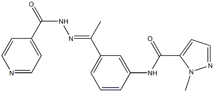 N-[(E)-1-[3-[(2-methylpyrazole-3-carbonyl)amino]phenyl]ethylideneamino]pyridine-4-carboxamide Struktur