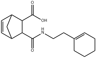 2-[2-(cyclohexen-1-yl)ethylcarbamoyl]bicyclo[2.2.1]hept-5-ene-3-carboxylic acid Struktur