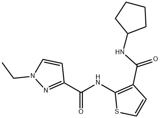 N-[3-(cyclopentylcarbamoyl)thiophen-2-yl]-1-ethylpyrazole-3-carboxamide Struktur