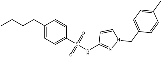 4-butyl-N-[1-[(4-methylphenyl)methyl]pyrazol-3-yl]benzenesulfonamide Struktur