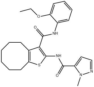 N-[3-[(2-ethoxyphenyl)carbamoyl]-4,5,6,7,8,9-hexahydrocycloocta[b]thiophen-2-yl]-2-methylpyrazole-3-carboxamide Struktur