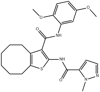 N-[3-[(2,5-dimethoxyphenyl)carbamoyl]-4,5,6,7,8,9-hexahydrocycloocta[b]thiophen-2-yl]-2-methylpyrazole-3-carboxamide Struktur