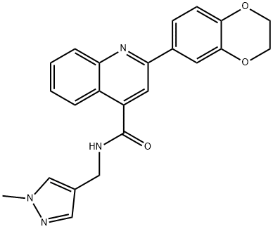 2-(2,3-dihydro-1,4-benzodioxin-6-yl)-N-[(1-methylpyrazol-4-yl)methyl]quinoline-4-carboxamide Struktur