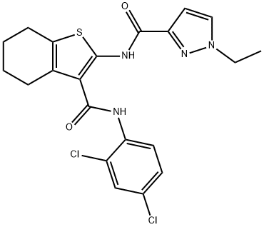 N-[3-[(2,4-dichlorophenyl)carbamoyl]-4,5,6,7-tetrahydro-1-benzothiophen-2-yl]-1-ethylpyrazole-3-carboxamide Struktur