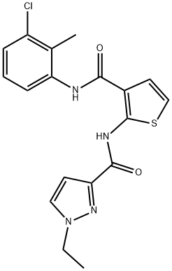 N-[3-[(3-chloro-2-methylphenyl)carbamoyl]thiophen-2-yl]-1-ethylpyrazole-3-carboxamide Struktur