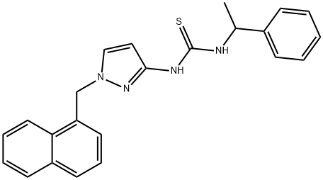 1-[1-(naphthalen-1-ylmethyl)pyrazol-3-yl]-3-(1-phenylethyl)thiourea Struktur