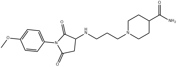 1-[3-[[1-(4-methoxyphenyl)-2,5-dioxopyrrolidin-3-yl]amino]propyl]piperidine-4-carboxamide Struktur