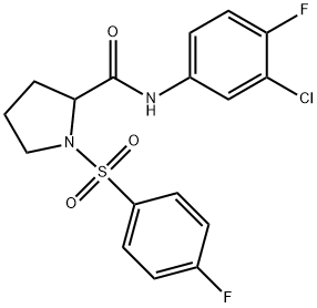 N-(3-chloro-4-fluorophenyl)-1-(4-fluorophenyl)sulfonylpyrrolidine-2-carboxamide Struktur