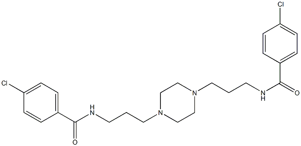 4-chloro-N-[3-[4-[3-[(4-chlorobenzoyl)amino]propyl]piperazin-1-yl]propyl]benzamide Struktur