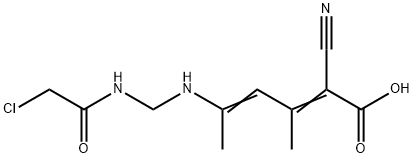 (2E,4E)-5-[[(2-chloroacetyl)amino]methylamino]-2-cyano-3-methylhexa-2,4-dienoic acid Struktur