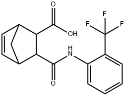 2-[[2-(trifluoromethyl)phenyl]carbamoyl]bicyclo[2.2.1]hept-5-ene-3-carboxylic acid Struktur