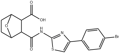 2-[[4-(4-bromophenyl)-1,3-thiazol-2-yl]carbamoyl]-7-oxabicyclo[2.2.1]heptane-3-carboxylic acid Struktur