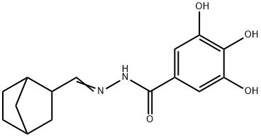 N-[(E)-3-bicyclo[2.2.1]heptanylmethylideneamino]-3,4,5-trihydroxybenzamide Struktur