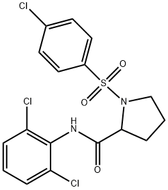 1-(4-chlorophenyl)sulfonyl-N-(2,6-dichlorophenyl)pyrrolidine-2-carboxamide Struktur