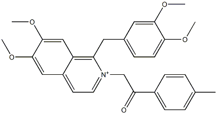 2-[1-[(3,4-dimethoxyphenyl)methyl]-6,7-dimethoxyisoquinolin-2-ium-2-yl]-1-(4-methylphenyl)ethanone Struktur