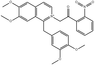 2-[1-[(3,4-dimethoxyphenyl)methyl]-6,7-dimethoxyisoquinolin-2-ium-2-yl]-1-(2-nitrophenyl)ethanone Struktur