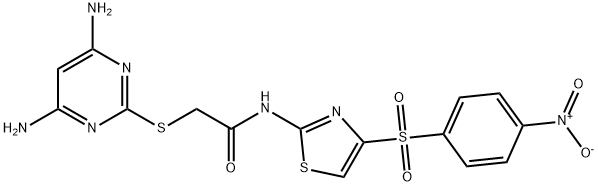 2-(4,6-diaminopyrimidin-2-yl)sulfanyl-N-[4-(4-nitrophenyl)sulfonyl-1,3-thiazol-2-yl]acetamide Struktur