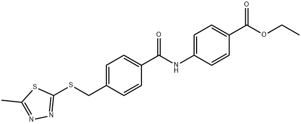 ethyl 4-[[4-[(5-methyl-1,3,4-thiadiazol-2-yl)sulfanylmethyl]benzoyl]amino]benzoate Struktur