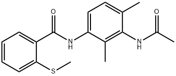 N-(3-acetamido-2,4-dimethylphenyl)-2-methylsulfanylbenzamide Struktur