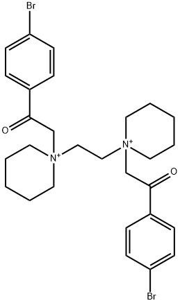 1-(4-bromophenyl)-2-[1-[2-[1-[2-(4-bromophenyl)-2-oxoethyl]piperidin-1-ium-1-yl]ethyl]piperidin-1-ium-1-yl]ethanone Struktur