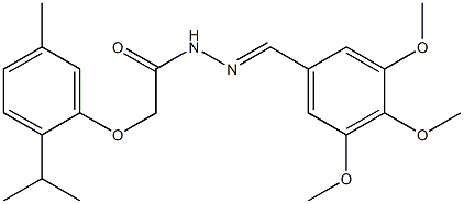 2-(5-methyl-2-propan-2-ylphenoxy)-N-[(E)-(3,4,5-trimethoxyphenyl)methylideneamino]acetamide Struktur