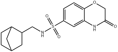 N-(3-bicyclo[2.2.1]heptanylmethyl)-3-oxo-4H-1,4-benzoxazine-6-sulfonamide Struktur