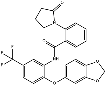 N-[2-(1,3-benzodioxol-5-yloxy)-5-(trifluoromethyl)phenyl]-2-(2-oxopyrrolidin-1-yl)benzamide Struktur