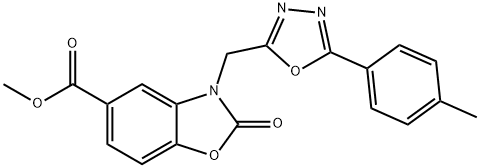 methyl 3-[[5-(4-methylphenyl)-1,3,4-oxadiazol-2-yl]methyl]-2-oxo-1,3-benzoxazole-5-carboxylate Struktur