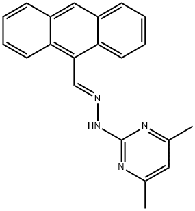 N-[(E)-anthracen-9-ylmethylideneamino]-4,6-dimethylpyrimidin-2-amine Struktur