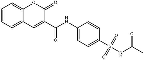 N-[4-(acetylsulfamoyl)phenyl]-2-oxochromene-3-carboxamide Struktur