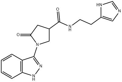 N-[2-(1H-imidazol-5-yl)ethyl]-1-(1H-indazol-3-yl)-5-oxopyrrolidine-3-carboxamide Struktur