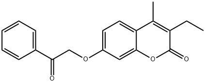 3-ethyl-4-methyl-7-phenacyloxychromen-2-one Struktur