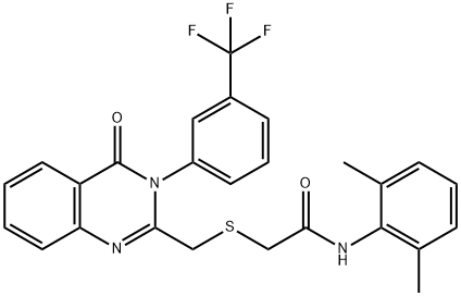 N-(2,6-dimethylphenyl)-2-[[4-oxo-3-[3-(trifluoromethyl)phenyl]quinazolin-2-yl]methylsulfanyl]acetamide Struktur