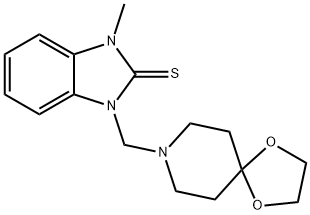 1-(1,4-dioxa-8-azaspiro[4.5]decan-8-ylmethyl)-3-methylbenzimidazole-2-thione Struktur