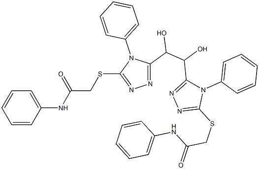 2-[[5-[2-[5-(2-anilino-2-oxoethyl)sulfanyl-4-phenyl-1,2,4-triazol-3-yl]-1,2-dihydroxyethyl]-4-phenyl-1,2,4-triazol-3-yl]sulfanyl]-N-phenylacetamide Struktur