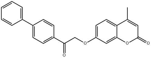 4-methyl-7-[2-oxo-2-(4-phenylphenyl)ethoxy]chromen-2-one Struktur