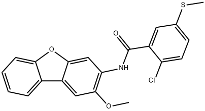 2-chloro-N-(2-methoxydibenzofuran-3-yl)-5-methylsulfanylbenzamide Struktur