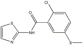 2-chloro-5-methylsulfanyl-N-(1,3-thiazol-2-yl)benzamide Struktur