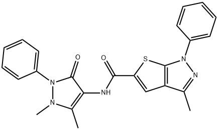 N-(1,5-dimethyl-3-oxo-2-phenylpyrazol-4-yl)-3-methyl-1-phenylthieno[2,3-c]pyrazole-5-carboxamide Struktur