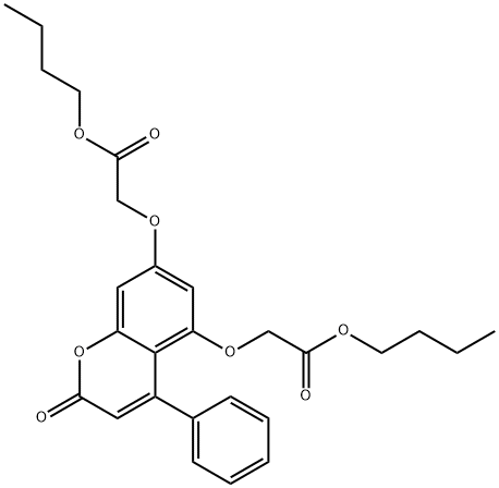 butyl 2-[5-(2-butoxy-2-oxoethoxy)-2-oxo-4-phenylchromen-7-yl]oxyacetate Struktur