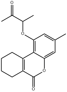 3-methyl-1-(3-oxobutan-2-yloxy)-7,8,9,10-tetrahydrobenzo[c]chromen-6-one Struktur