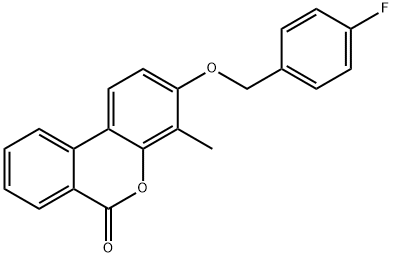 3-[(4-fluorophenyl)methoxy]-4-methylbenzo[c]chromen-6-one Struktur